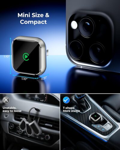 Wireless CarPlay Adapter for Apple iPhone - Upgrade Wired CarPlay to Wireless Device, Mini T-Shaped for Car USB Plug and Play Auto Reconnect, for GPS Navigation Audio Satellite Radio Equipment - Image 2