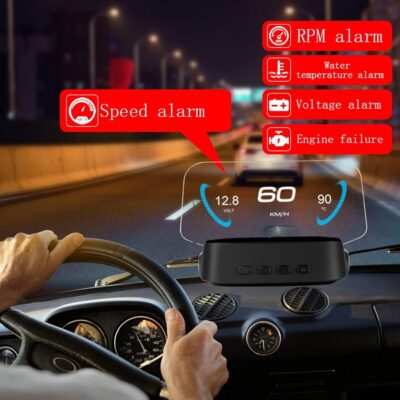 OBD2 Gauge Display, Universal Digital HUD Projector with Real-Time Speedometer RPM Water Temp Monitoring Plug and Play for Car Truck SUV Driver Safety Easy Read for Commuting Road Trips - Image 8