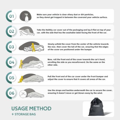 Car Cover Waterproof All Weather for Automobiles, Outdoor Full Exterior Covers for Sedans (Length: 186"-193") Rain Winter Sun Protection. Universal Fit for Toyota Camry, Honda Accord, etc. - Image 6