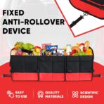 Simniam Large Trunk Organizer for Car, Foldable Multi Compartment Car Trunk Organizer with 2 Retractable Straps, Suitable for All Kinds of Cars, SUV, Minivan - 4 Compartments Red - Image 7