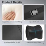 OMISTAR 2 Pcs Car Neck Pillow, Faux Leather Car Headrest Pillow, Memory Foam Neck Pillow for Car, Breathable Design, Adjustable Strap, Universal Fit, 8.7 x 8.5 x 3.5 in - Image 3