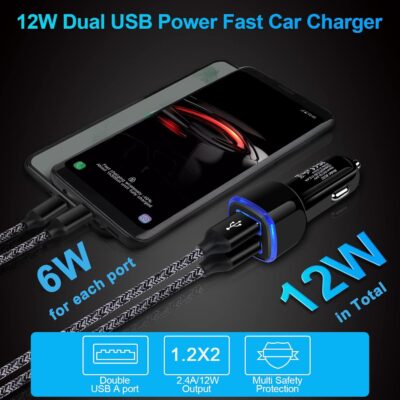 Car Charger iPhone, 5Pack 2.4A 12V USB Adapter Car Cigarette Lighter USB Charger Car Plug for iPhone 17 16e 16 15 14 13 12 11 SE XR XS X 8 7 6,Samsung Galaxy S25 S24 S23 S22 S21 S10 S9,Android,Kindle - Image 3