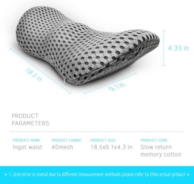 Lumbar Support Pillow for Office Chair, Memory Foam Lumbar Pillow for Lower Back Pain Relief (Grey) - Image 4