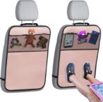 lebogner Back Seat Cover for Kids + 3 Pocket Storage Organizer, (Pink - 3 Pocket)