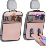 lebogner Back Seat Cover for Kids + 3 Pocket Storage Organizer, (Pink - 3 Pocket)