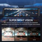 4K Rear View Mirror Camera, 12'' Mirror Dash Cam, 4K/2.5K Backup Camera for Car, WiFi/GPS Dash Cam Front and Rear with 32GB Card, APP, Voice Control, WDR Night Vision, Reverse Assist (Black) - Image 9