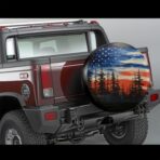 Spare Tire Cover American Flag Waterproof Dust-Proof Universal 14 Inch Wheel Protectors Camper Tire Cover Fit for RV Trailer Truck Jeep SUV Rav4 Motorhome Travel Trailer Accessories - Image 2