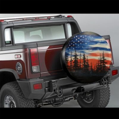 Spare Tire Cover American Flag Waterproof Dust-Proof Universal 14 Inch Wheel Protectors Camper Tire Cover Fit for RV Trailer Truck Jeep SUV Rav4 Motorhome Travel Trailer Accessories - Image 2