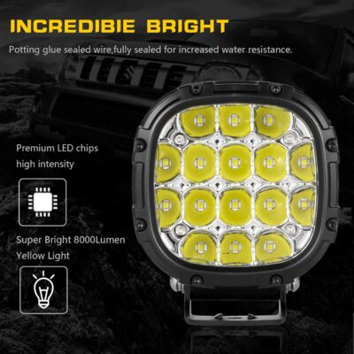 BIGLION.X 4 Inch Round Led Offroad Lights Pair 160W 18800LM Driving Spot Light Pods Super Bright Off Road Fog Lights with Wiring Harness 12V 24V for Pickup Trucks SUV UTV ATV - Image 5