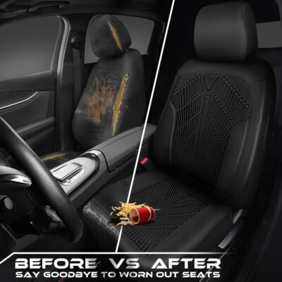 CAR PASS Waterproof Car seat covers Front Seats covers Neoprene Wetsuit, All-Weather Non-Slip Durable, Universal Fit for SUV Sedans Trucks Vans Automotive, Armrest Airbag Compatible, 3D Emboss 2 Black - Image 4