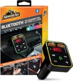 Armor All Bluetooth FM Transmitter for Car Cigarette Lighter, Hand Free Call with Built in Noise Canceling Microphone & Answer/Hang-up Button, 2 USB-A Ports, USB-C Port, Flash Drive Port, 8 LED Modes