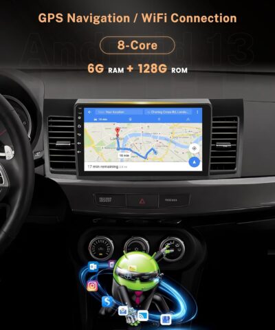 8Core 6G+128G 10.1 Inch Car Stereo Car Radio for Mitsubishi Lancer 2008-2017, Rimoody Android 13 Carplay Android auto GPS WiFi Touchscreen BT/FM/RDS DSP-36 Mirror Link AHD Backup Camera - Image 4