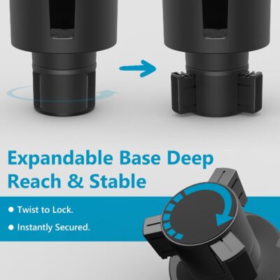 Seven Sparta Car Cup Holder Expander with Adjustable Base, Compatible with Hydro Flasks 32/40 Ounce, Compatible with Yeti Ramblers 20/26/30 Ounce, Other Bottles in 3.4"-3.8" (Black) - Image 9