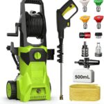 KEPEAK Power Pressure Cleaner for Effortless Cleaning with 4 Quick Connect Nozzles, 5000PSI, Foam Cannon, 52ft Hose Reel, for Cars Fences Driveways Patios