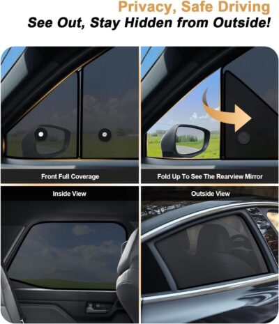 ECOZEN Car Window Sunshade for 2024-2025 2026 Toyota Tacoma Accessories - 4 Pcs Pack Side Sun Shade Magnetic Sunshade Insulate Heat & UV with Breathable Mesh - 2024-2026 Tacoma Double Cab Only - Image 5