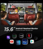 15.6inch Android 13 Headrest Monitor Car TV Touchscreen Entertainment System for Backseat,Support Phone Wireless Mirroring Sync Screen HDMI Bluetooth USB SD 4K Video Playback (2G+32G(2PCS)) - Image 5