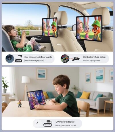 13.5" Android 13 Car Headrest Monitor-4K Video Player for Back Seat, 4G+64G, Wireless Phone Mirroring Airplay, HDMI in/Out Sync, Bluetooth FM WiFi, Rear Seat Entertainment System (1-Pack) - Image 8