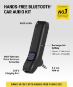 Scosche BTAXS3 Hands-Free Audio Kit, Bluetooth Receiver for Car Stereo with Noise Cancellation, 3.5mm AUX Bluetooth Adapter for Car Radio, Compatible with Siri/Google Assistant Voice Command - Image 2