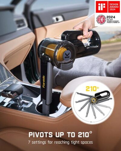 Fanttik Fold V10 APEX Pivot Cordless Car Vacuum, 17000Pa Handheld Vacuum Suction Power, Smart LED Display, Portable for Car Home Pet (Deluxe with Flexible Hose&Pet Brush) - Image 3