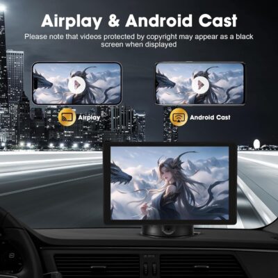 8'' Wireless Carplay Screen for Car, Portable Apple Car Play & Android Auto Car Stereo HD Touchscreen, Vertical/Horizontal Mode, Magnetic Mount, 5.0G WiFi, Voice Control & GPS Navigation - Image 7