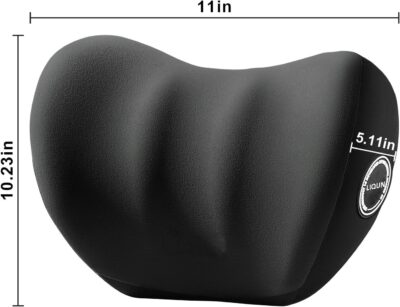 LIQUN Memory Foam Car Neck Pillow, Neck Support Pillow, Neck Support Pad Pain Relief, Adjustable Belt and Breathable Detachable, Suitable for Most Car Pillows Black - Image 2