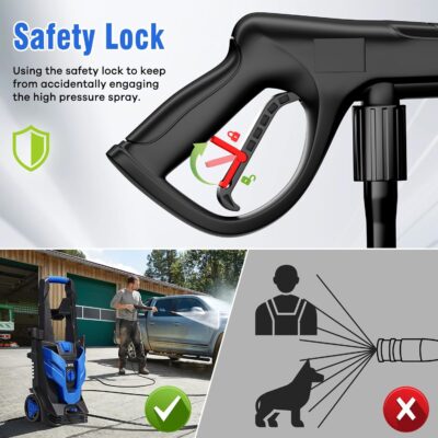 Pressure Washer, Power Washer with 4 Quick Connect Nozzles 1 Foam Cannon, High Pressure Cleaning Machine for Cars/Fences/Driveways/Patios/Farms/Home Cleaning - Image 5