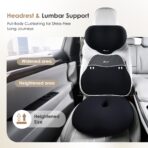 FLORICH Car Seat Cushion & Lumbar Support Pillow & Car Neck Pillow, Ergonomic Memory Foam Driving Seat Cushion for Back & Sciatica Pain Relief, Non-Slip Washable Cushion for Car, Driver, Office-Black - Image 6