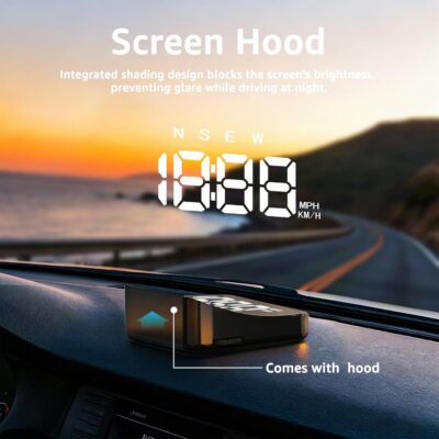Heads up Display for Cars Windshield, Car HUD Display, Plug & Play USB, MPH/KMH Switch, Speed Calibration, Adjustable Brightness, Overspeed Alert, Large Font Display - Image 5