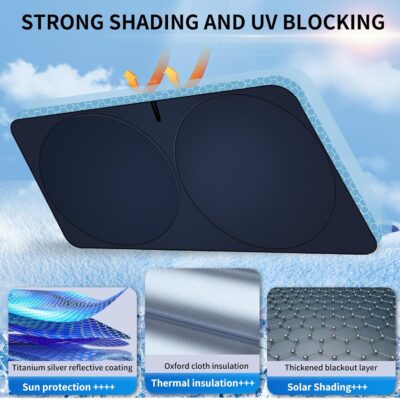 Car Front Windshield Sun Shade, Vehicle Sun Protection Shield, Must-Have Interior Accessories for Summer, Foldable Sunshade Cover, Sunshield for The Interior Cool, New Car Heat Shield - Image 4