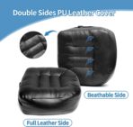 YOUFI Leather Seat Cushion Extra-Thick Booster for Office Chair to Rise Height - Full Filling for Support - with Breathable Cover, Handle and Buckle - Relieves Back Pain – 18"x16"x6" (Black) - Image 5