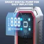 Jump Starter with Air Compressor, 5000A Peak Car Battery Jump Starter(9.0 Gas/8.0L Diesel), 160PSI 12V Jump Box Car Battery Jumper Starter Portable with Smart Jumper Cables, LED Lights, LCD Display - Image 7