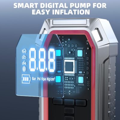 Jump Starter with Air Compressor, 5000A Peak Car Battery Jump Starter(9.0 Gas/8.0L Diesel), 160PSI 12V Jump Box Car Battery Jumper Starter Portable with Smart Jumper Cables, LED Lights, LCD Display - Image 7