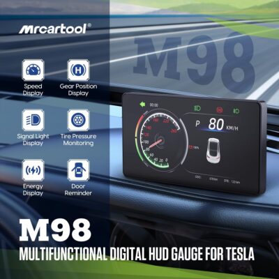 MR CARTOOL Head Up Display with 5 inch Touchscreen for Tesla Model 3/Y Car Speedometer Digital Inclinometer HUD for Tesla Accessories Model 3/Y Wired Version Transmitter - Image 2