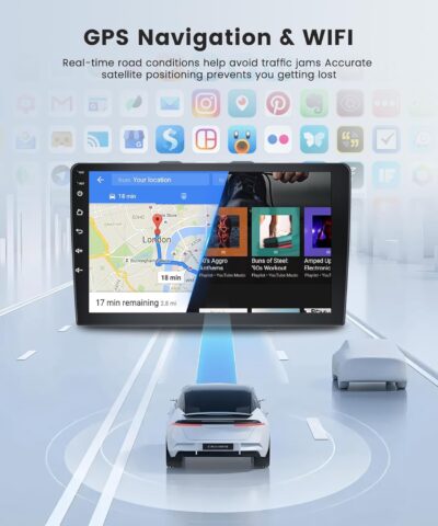 2G+64G Android 13 Double Din Car Stereo Wireless Carplay Android Auto, GPS Navigation, 5G-WiFi, Bluetooth 5.0, Car Audio Receivers Backup Camera, FM/RDS, 9 inch Touchscreen SWC - Image 3