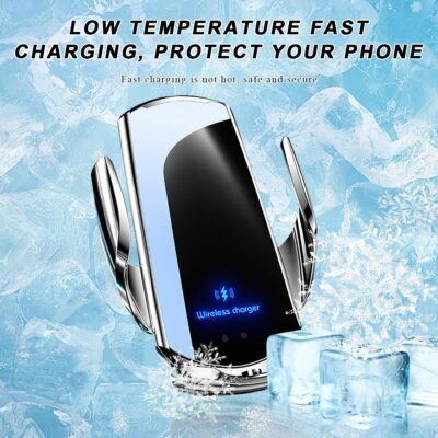 Wireless Car Charger, 15W Fast Charging Air Vent Mount Auto-Clamping Phone Holder, Automotive Electric Induction Charger 360° Rotating Magnetic Vent Mount Bracket for Smartphones (Silver) - Image 5