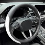 LKWLIKEI Nappa Leather Steering Wheel Cover, Elegant Diamond Checkered Design, Non-Slip wear-Resistant, Enhance Driving Comfort, Suitable for Steering Wheel Diameter 14 1/2‘-15’ Models.Black White - Image 6