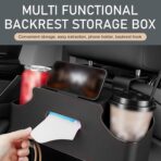 1 PC Car Seat Back Organizer, Car Back Seat Multi-Function Storage Box with 2 Drink Cup Holders, 11.42" x 3.35" Leather Tissue Organizer, Universal for Most Cars, Trucks, SUVs (Black) - Image 7