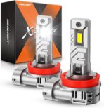 SEALIGHT H11 Fog Light Bulbs, 40000LM 8X Brightness H8/H9/H16 Light Bulbs, 6500K Cool White Bulbs with 15000RPM Fan, Plug and Play, IP68 Waterproof, Pack of 2