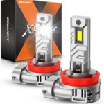 SEALIGHT H11 Fog Light Bulbs, 40000LM 8X Brightness H8/H9/H16 Light Bulbs, 6500K Cool White Bulbs with 15000RPM Fan, Plug and Play, IP68 Waterproof, Pack of 2