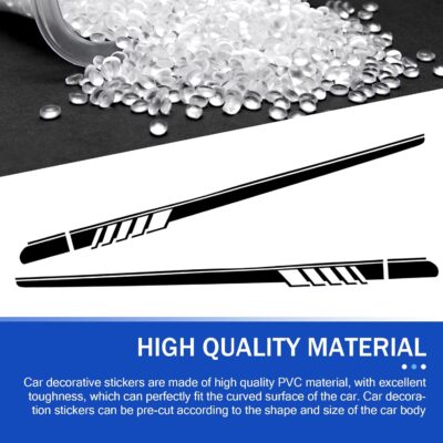 Eratus 2 PCS Car Side Skirt Stickers, Racing Stripe Car Body Sports Decoration, Precision Cut Waterproof Self-Adhesive Decals, Universal for Most Cars Exterior Modification Accessories (Black) - Image 6