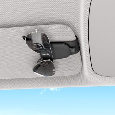 Sotfamily Sunglass Holder for Car Visor, Suede Cloth Magnetic Sunglass Organizer for Car Accessories, 2 Packs, Black - Image 3