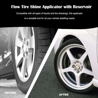 Flow Tire Shine Applicator with Reservoir - No-Drip, Streak-Free, Reusable Detailing Sponge for Car Care - Image 4