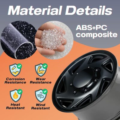 16 Inch Hubcaps Compatible with 1992-2014 Ford E150 E250 E350 Van 8 Lug Factory Steel Wheel, Snap-On Wheel Covers, Durable ABS Replacement Hubcaps Set of 4 (Black) - Image 6