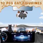 Exasinine 10Pcs Mini Cat Car Interior Accessories Decorations Cute Cat Car Dashboard Decor Funny Rear View Mirror Gift - Image 4