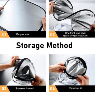 6PCS Reflective Car Windshield Sunshade Kit, Foldable Magnetic Side Window Shade with Storage Bag, Silver Coated UV Protection Heat Shield, Universal Auto Privacy Cover for Baby Camping Napping - Image 4