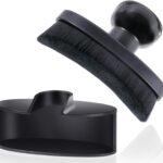 Yoseng Tire Shine Brush - Curved Brush Head & Large 3.8'' Tire Dressing Applicator with Storage Stand for Automotive Detailing, Car Enthusiasts, DIY Users (Vegan, Washable, Black)