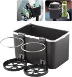 Car Armrest Storage Box with 2 Cup Holders - 2024 New Between Car Seat Organizer with Cup Holder, Universal Cars Arm Rest Storage Box Organizer Center Console Cupholders Tissue Boxs Holders (Black)