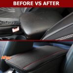 8sanlione Car Armrest Storage Box Mat, Fiber Leather Car Center Console Cover, Car Armrest Seat Box Cover Accessories Interior Protection for Most Vehicle, SUV, Truck, Car (Black/Red) - Image 6