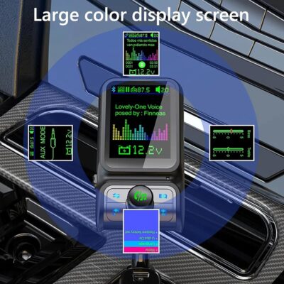 Wireless in-Car Bluetooth FM Transmitter Radio Adapter Car Kit, 1.8 Inch Display Supports TF/SD Card EQ and QC3.0 & 5V/2.4A Charging Hands-Free Calls - Image 5