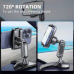 Car Phone Holder Mount for Dashboard 360 Degree Rotation Multifunctional Cell Phone Clip Design Phone Mount Compatible with 4-7 inch Smartphones (Black) - Image 6